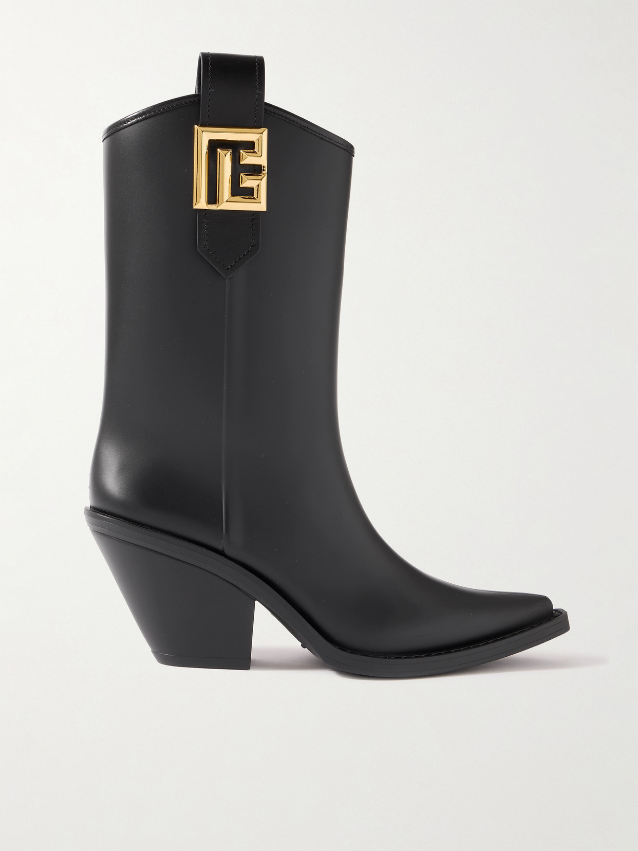 Balmain - Tess Leather-trimmed Rubber Ankle Boots - Black