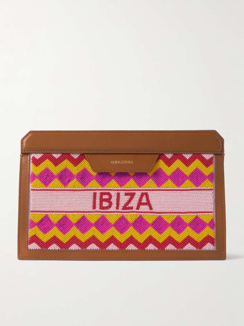 Aquazzura Ibiza Beaded Leather Clutch
