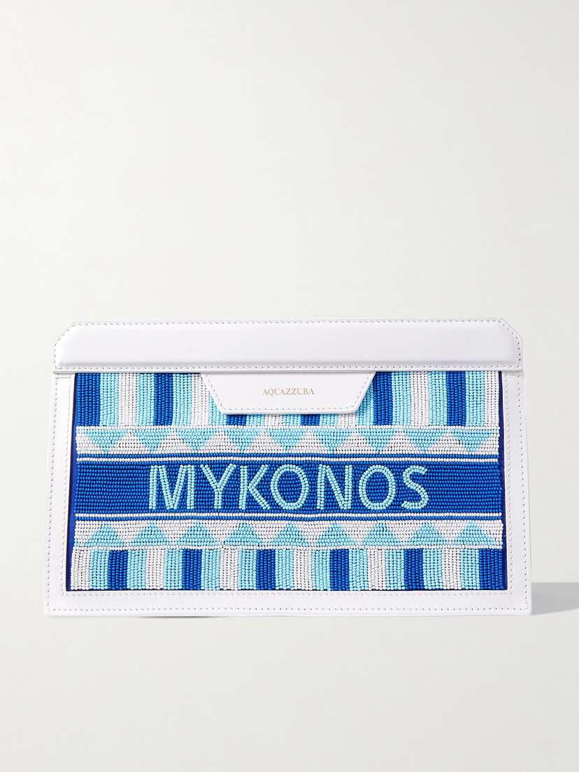 Aquazzura Mykonos Beaded Leather Clutch