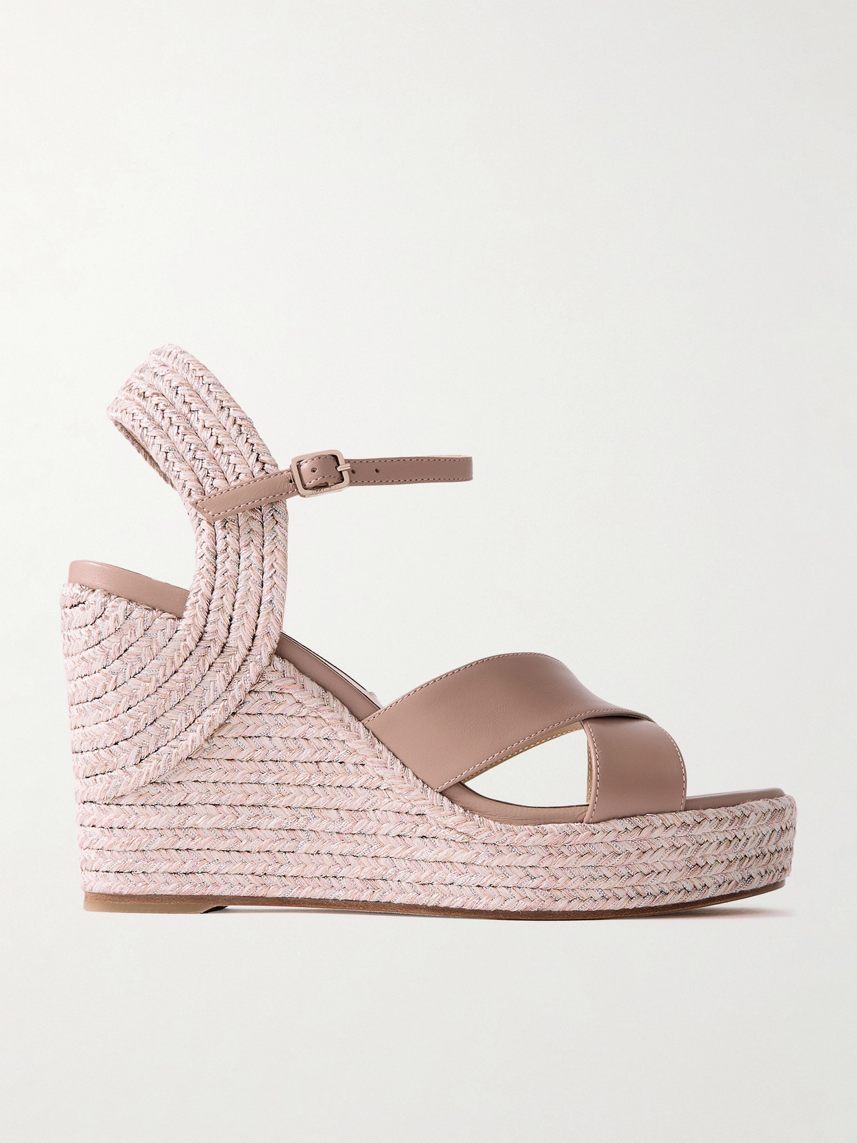 Jimmy Choo - Dellena 100 Leather Espadrille Wedge Sandals - Neutrals