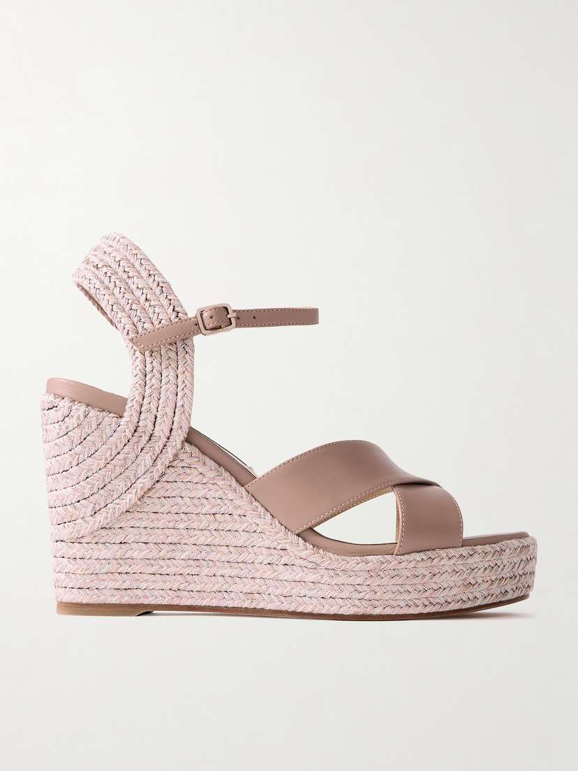 Jimmy Choo Dellena 100 Leather Espadrille Wedge Sandals