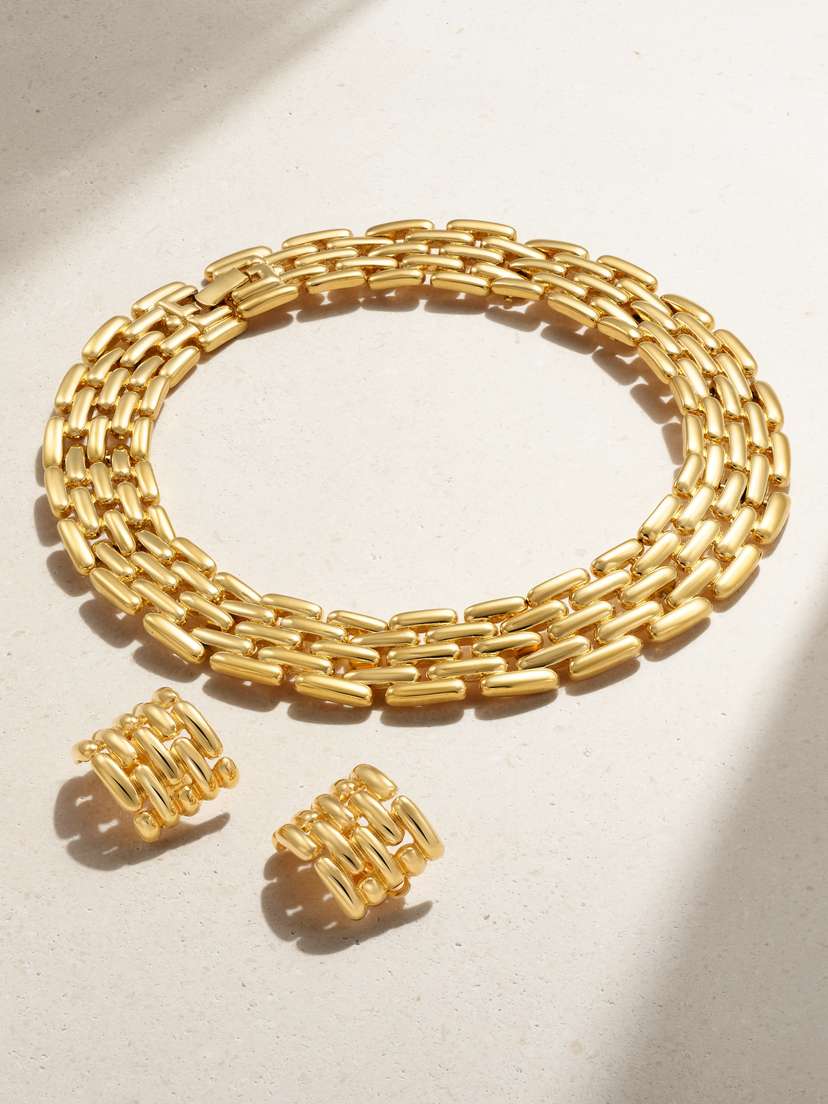 Susan Caplan Vintage Givenchy Gold-plated Necklace And Clip Earrings Set
