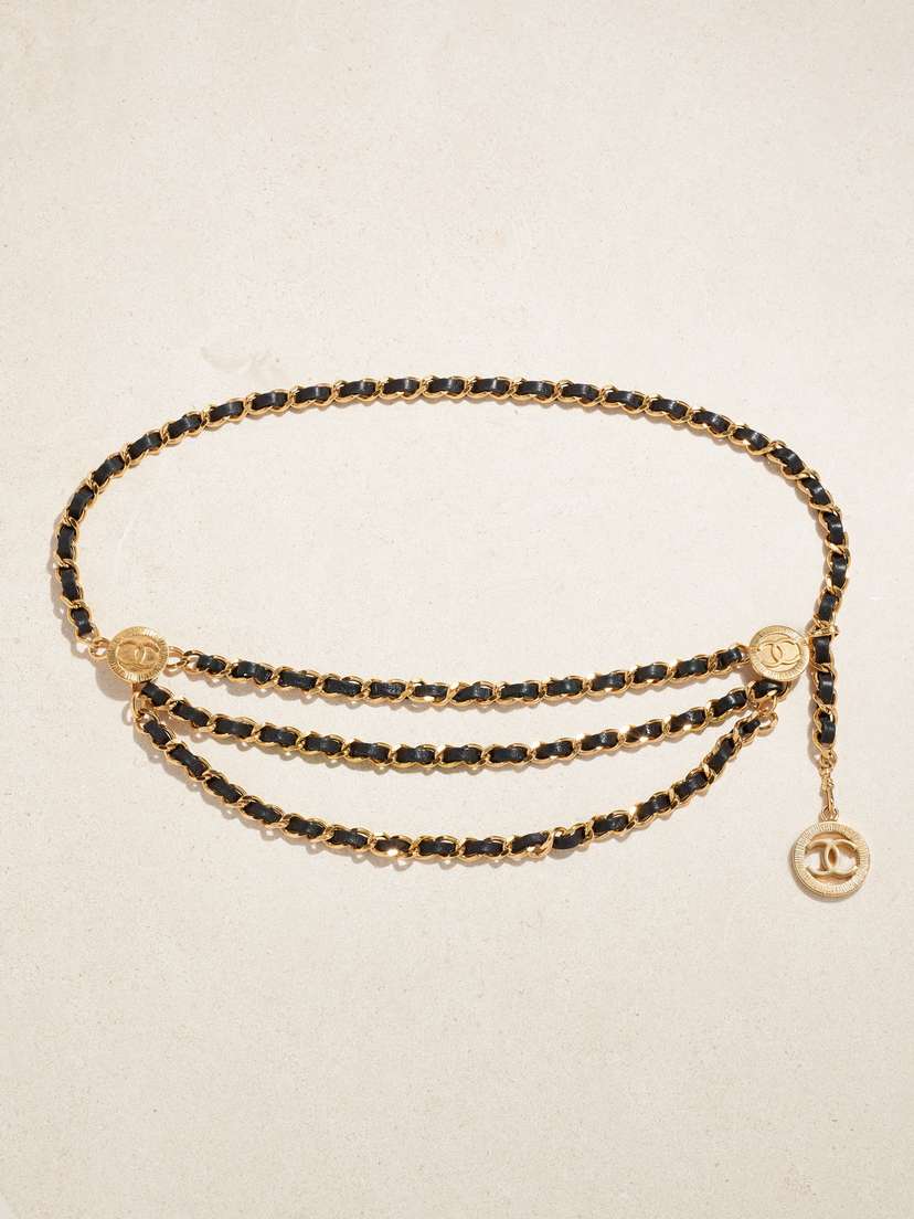 Vintage Chanel plated Leather Belt