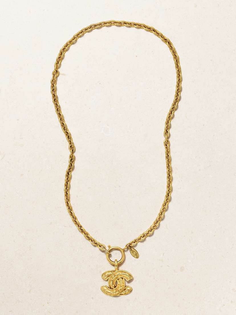 Vintage Chanel Engraved Gold-plated Necklace