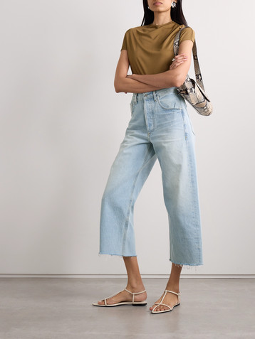 Citizens Of Humanity Ayla cropped frayed high-rise wide-leg jeans