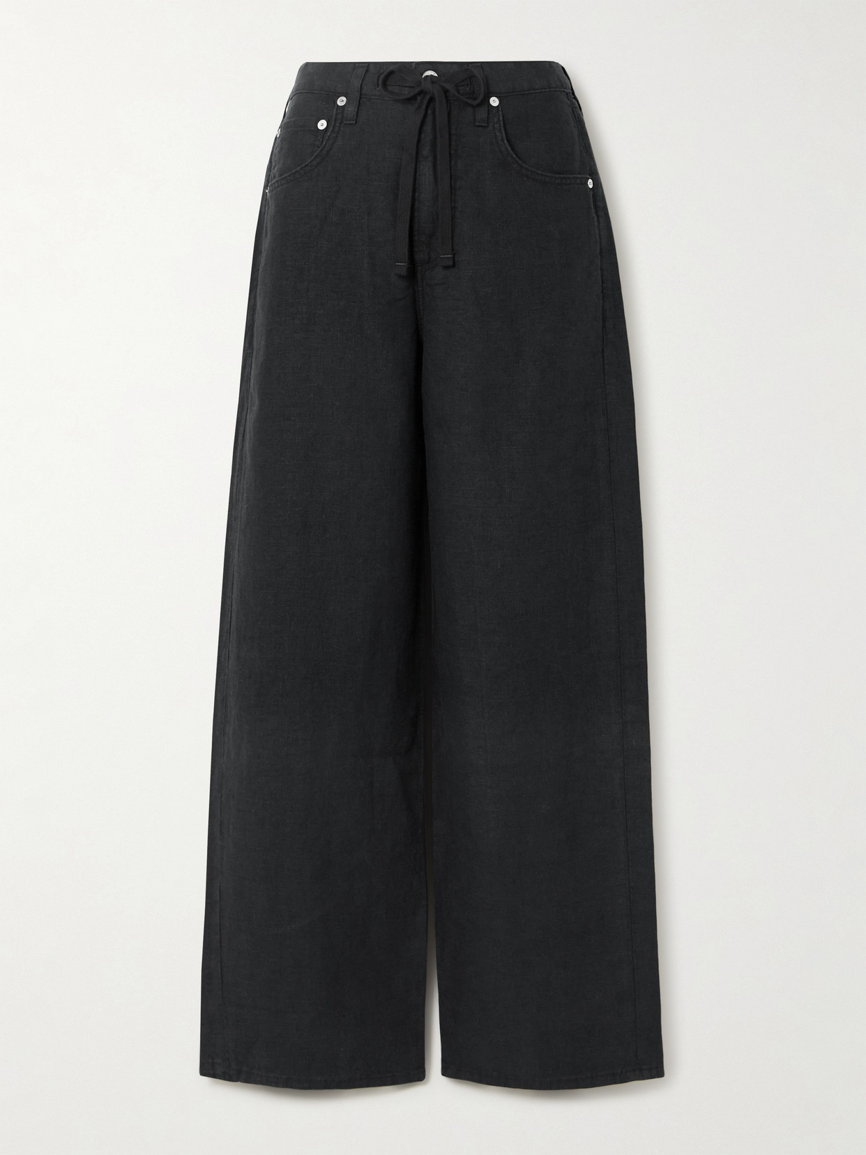 Citizens Of Humanity Brynn Linen Wide-leg Trousers In Black
