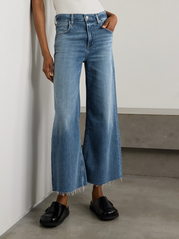 Citizens Of Humanity Lyra frayed cropped high-rise wide-leg jeans