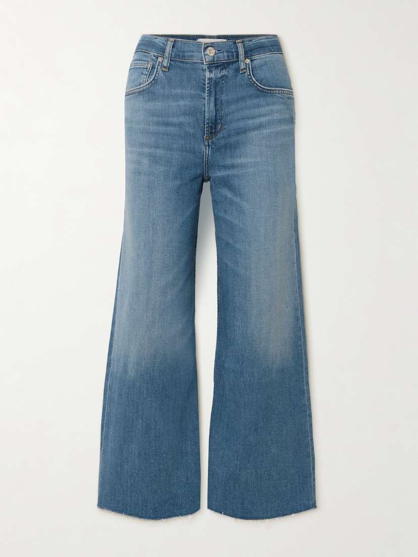 Citizens of Humanity Lyra Frayed Cropped High-rise Wide-leg Jeans