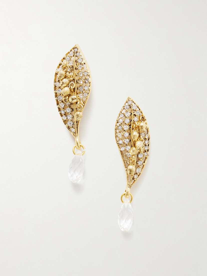 Oscar de la Renta Lily Of The Valley Gold-tone Crystal Earrings