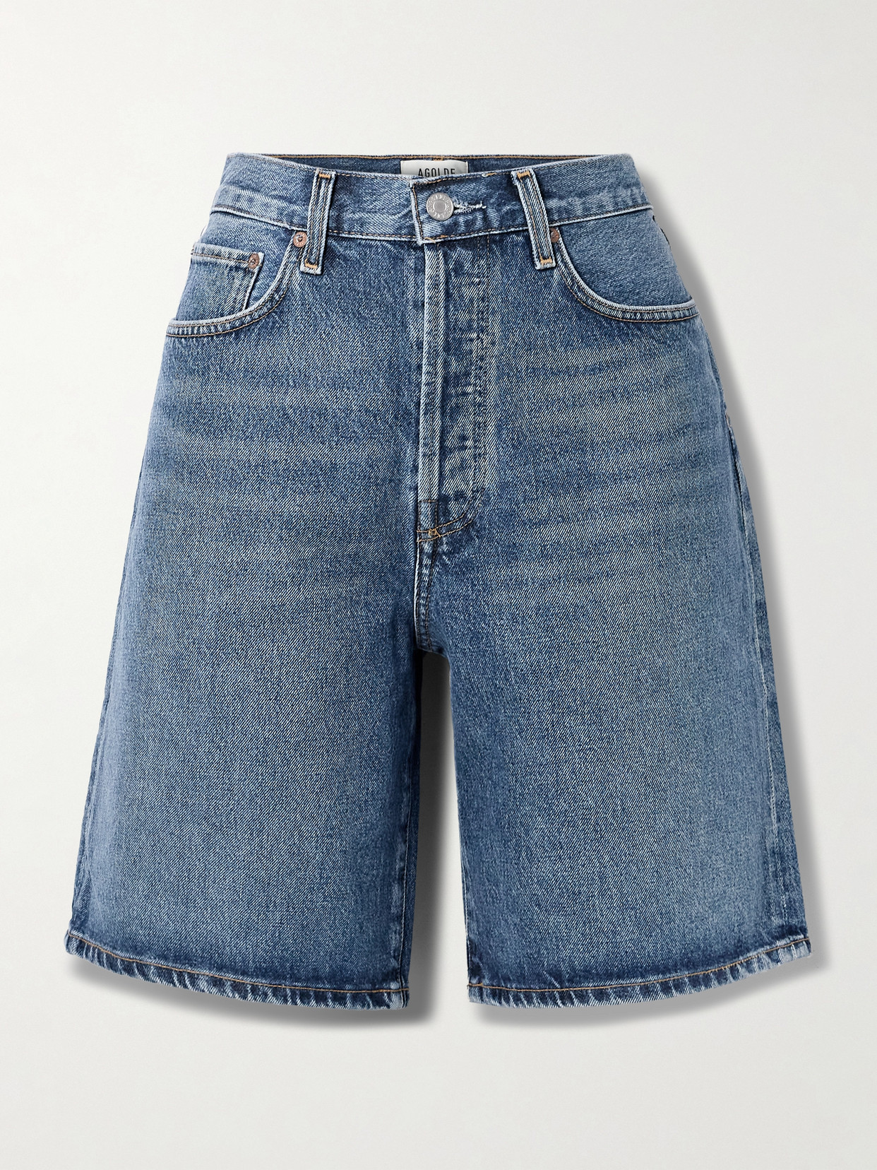 Agolde Risha Organic Denim Shorts In Blue