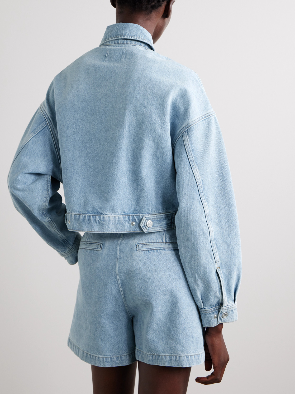 Agolde Luka Cropped Organic Denim Jacket In Blue