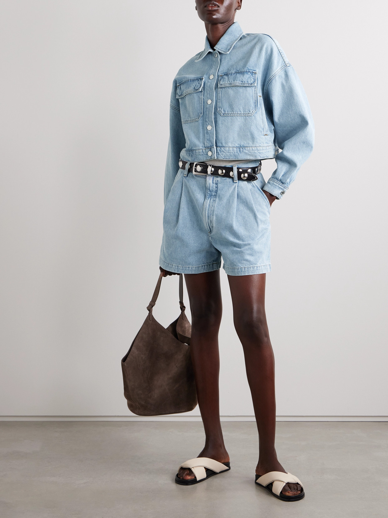 Agolde Luka Cropped Organic Denim Jacket In Blue