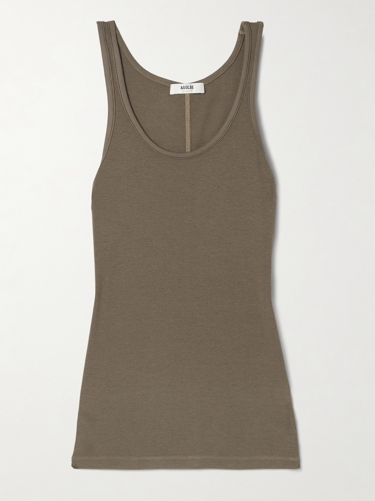 AGOLDE - Zane Ribbed Stretch-micro Modal And Supima Cotton-blend Tank - Brown