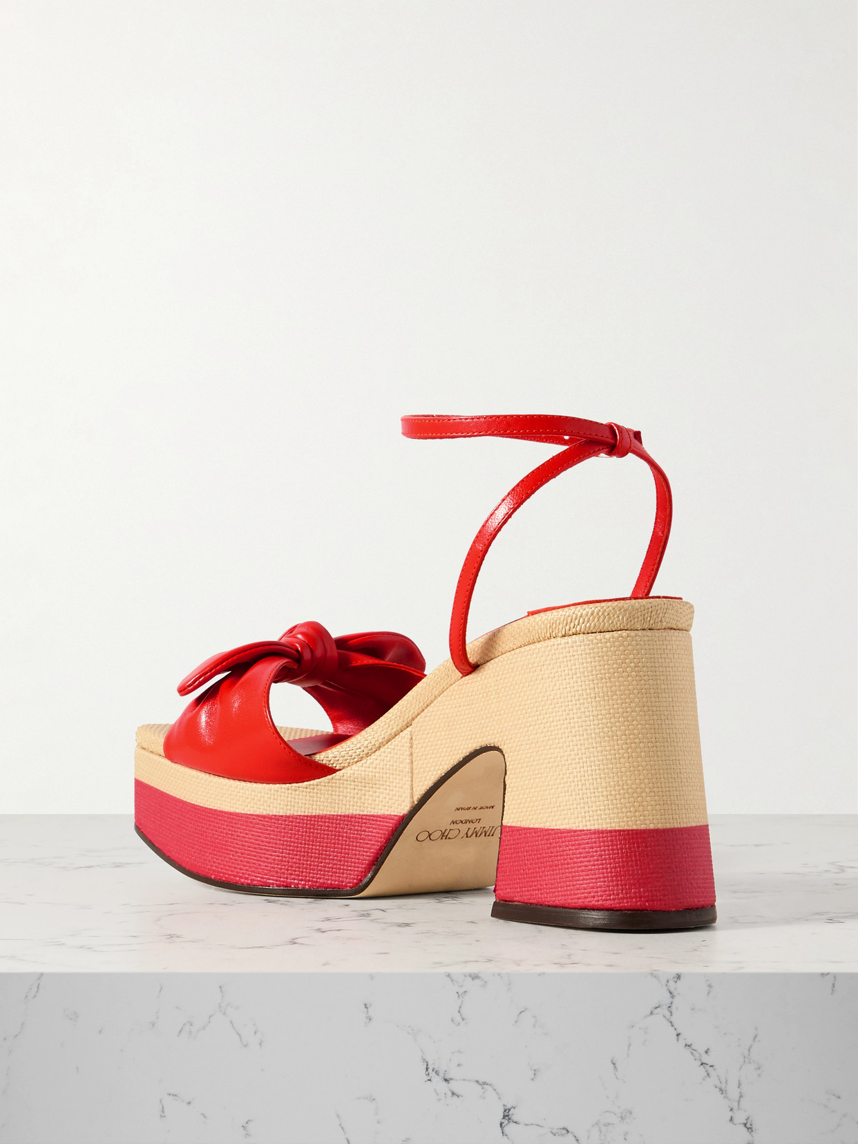 Jimmy Choo Ricia Knotted Bow Platform Sandals In Red