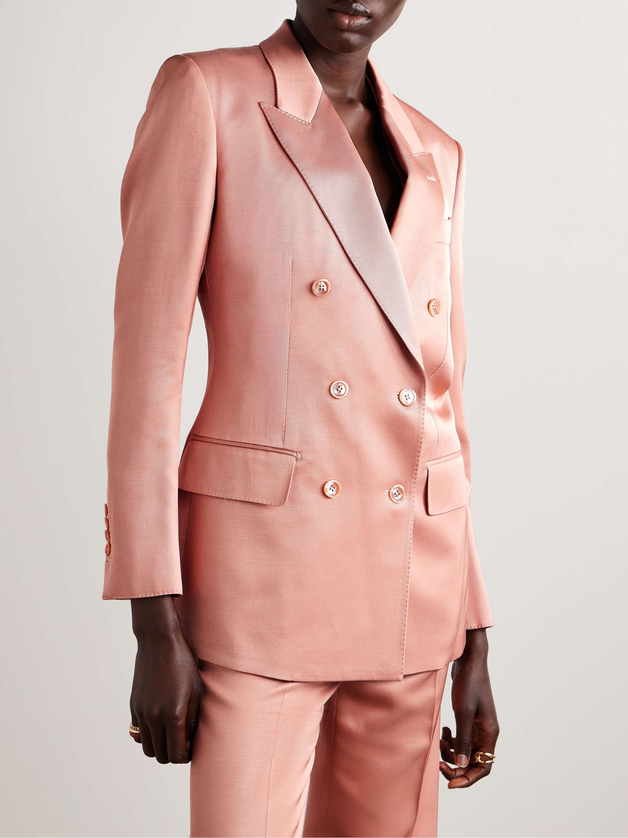 TOM FORD Double-breasted silk and wool-blend twill blazer | NET-A-PORTER