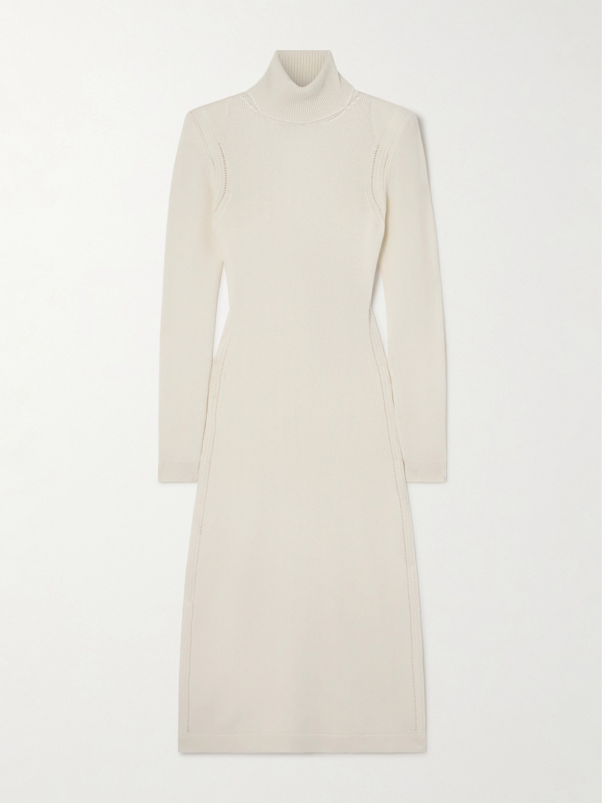 Tom Ford Cutout Cashmere Turtleneck Midi Dress In White