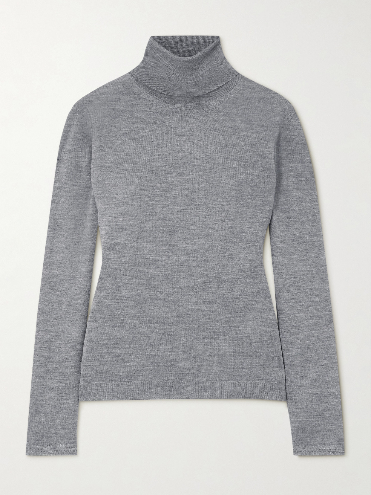 Tom Ford Cashmere And Silk-blend Turtleneck Sweater In Gray