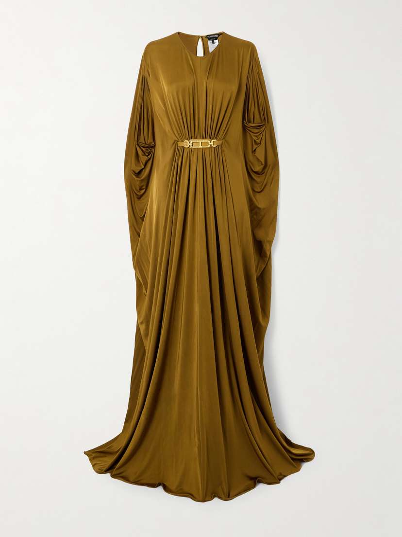 Tom Ford Belted Gathered Satin-jersey Gown