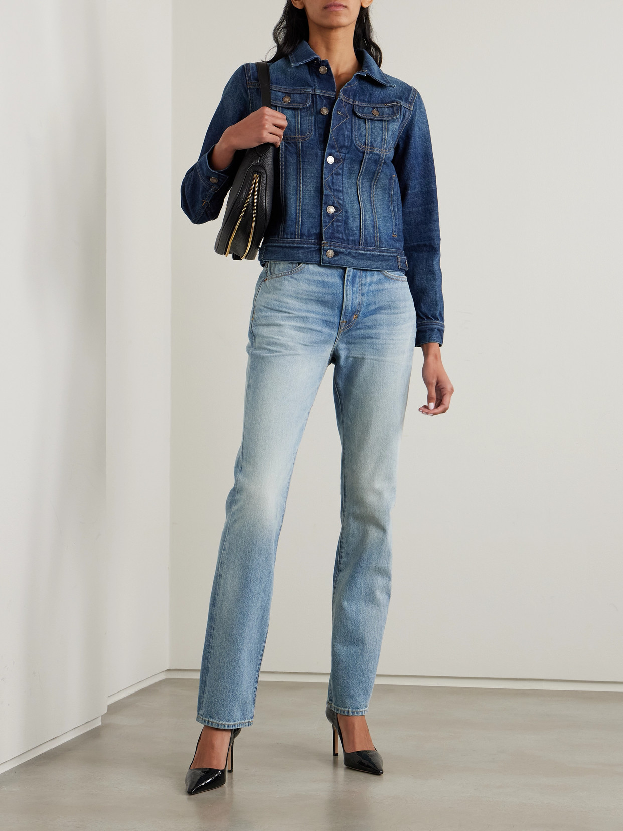 Tom Ford High Rise Denim Straight Jeans In Light Blue