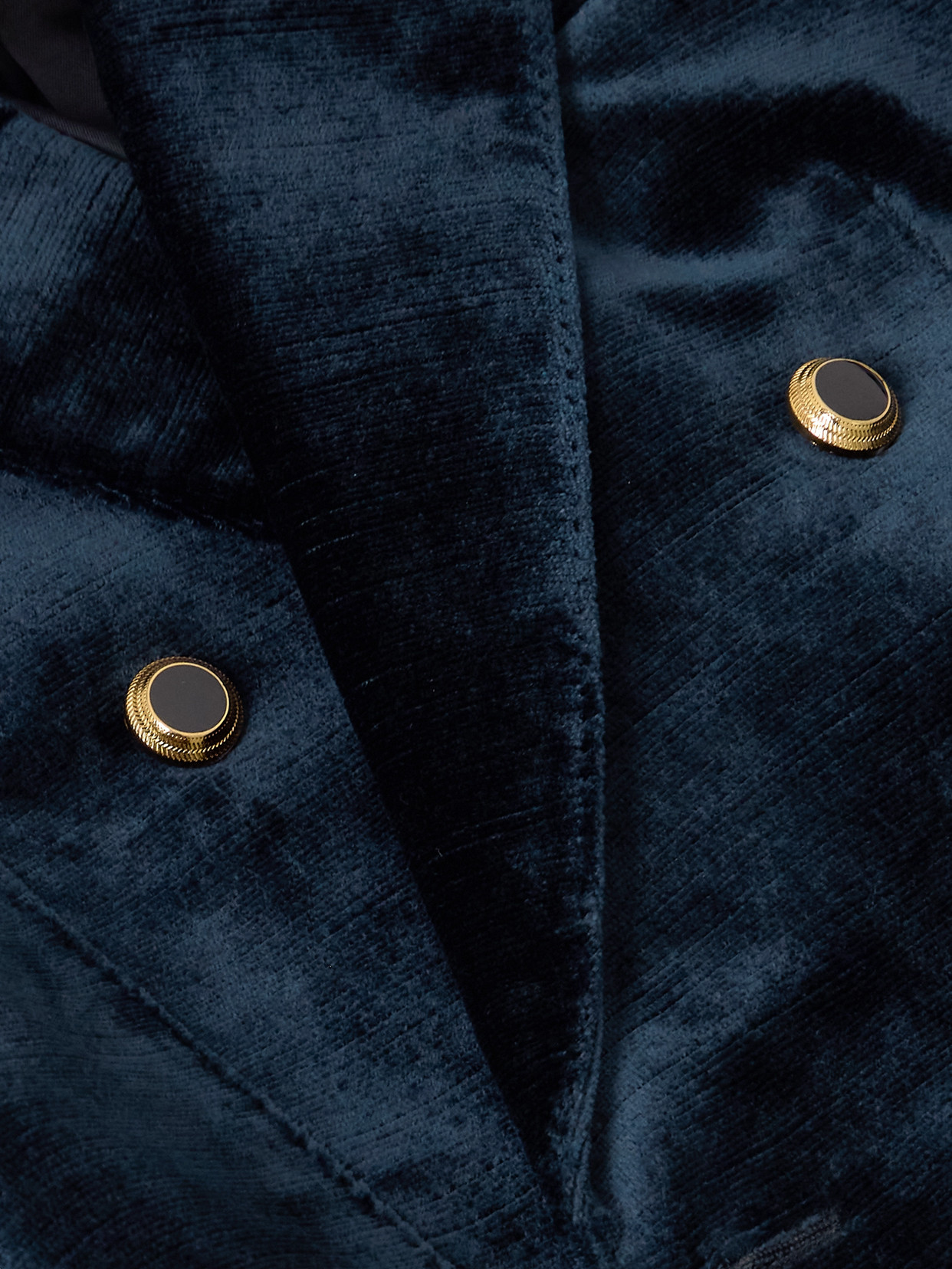 Shop Tom Ford Double-breasted Velvet Blazer In Blue