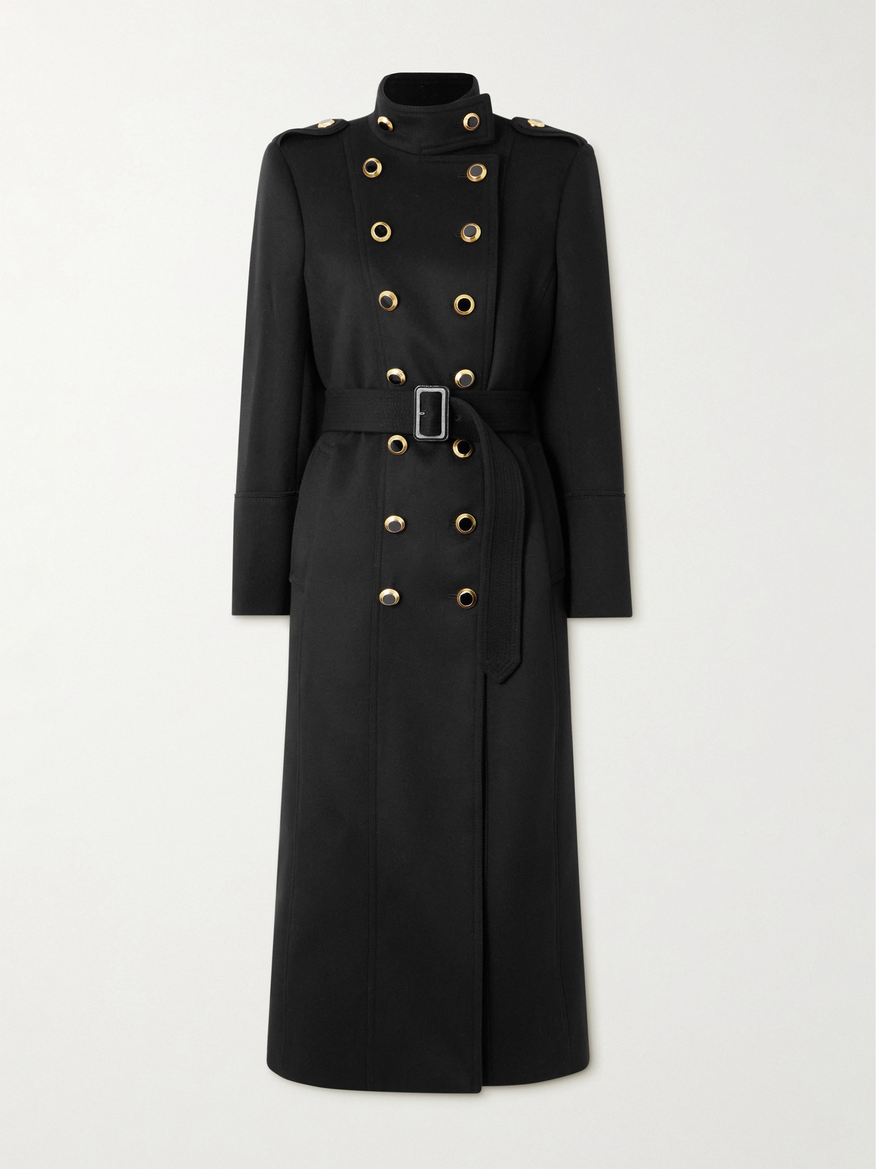 Tom Ford Double-breasted Belted Wool And Cashmere-blend Coat In Black