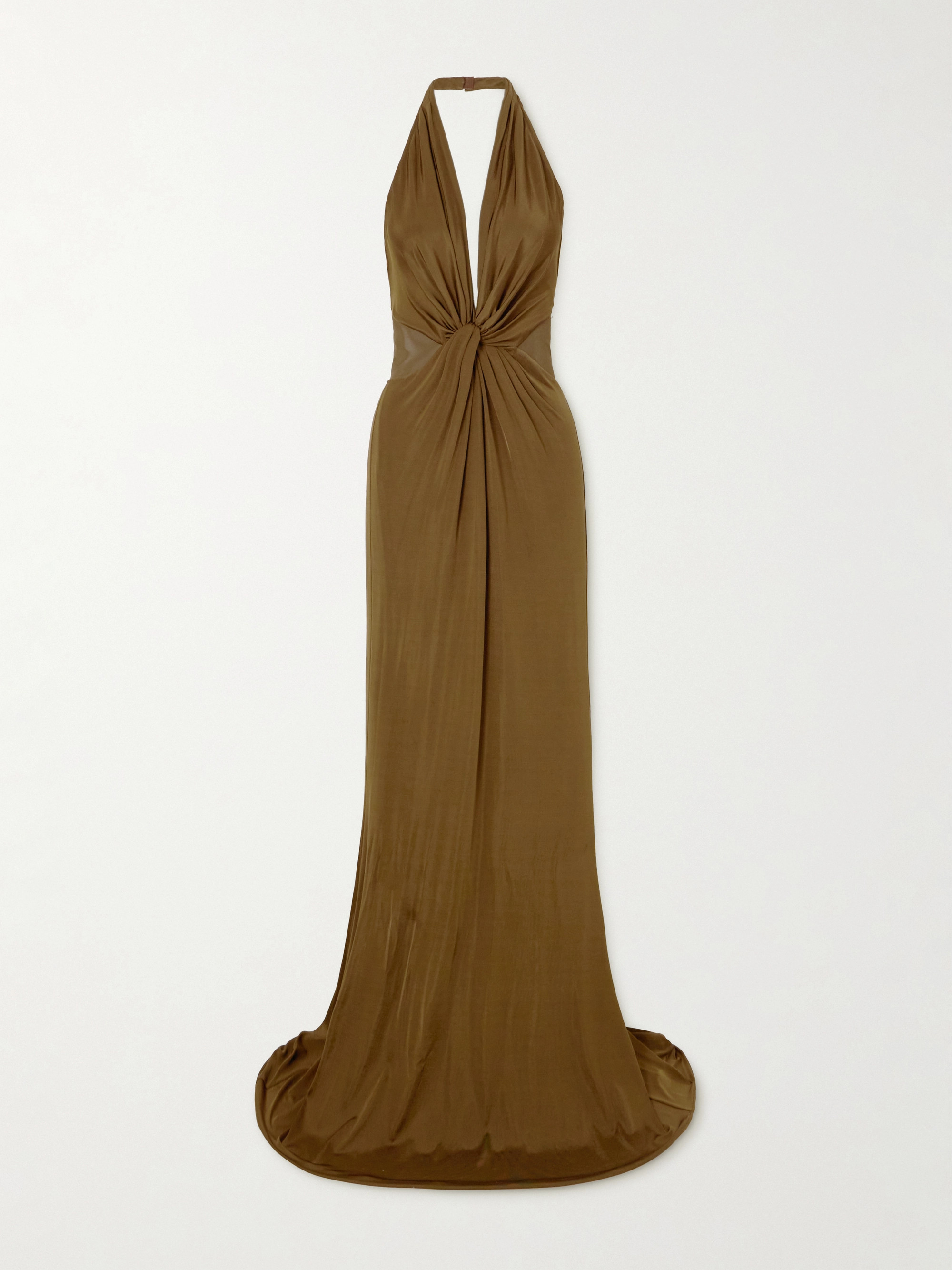 Tom Ford Twist-front chiffon-trimmed jersey gown thumbnail