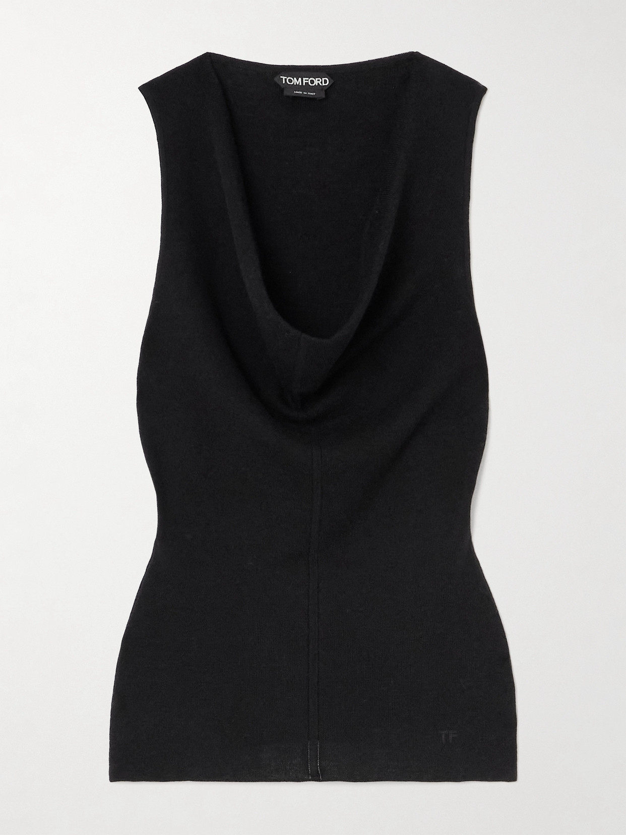 Tom Ford Draped Wool Tank In Black