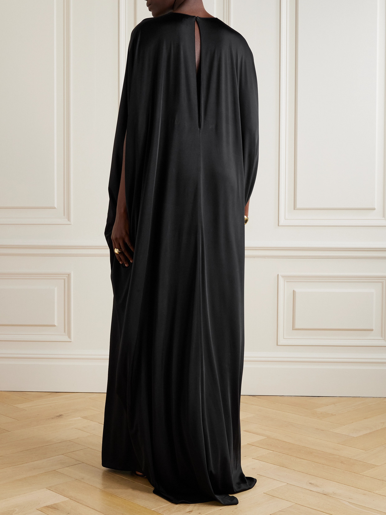Tom Ford Belted Gathered Satin-jersey Gown In Black