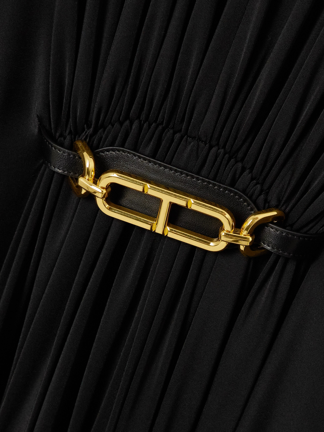 Tom Ford Belted Gathered Satin-jersey Gown In Black