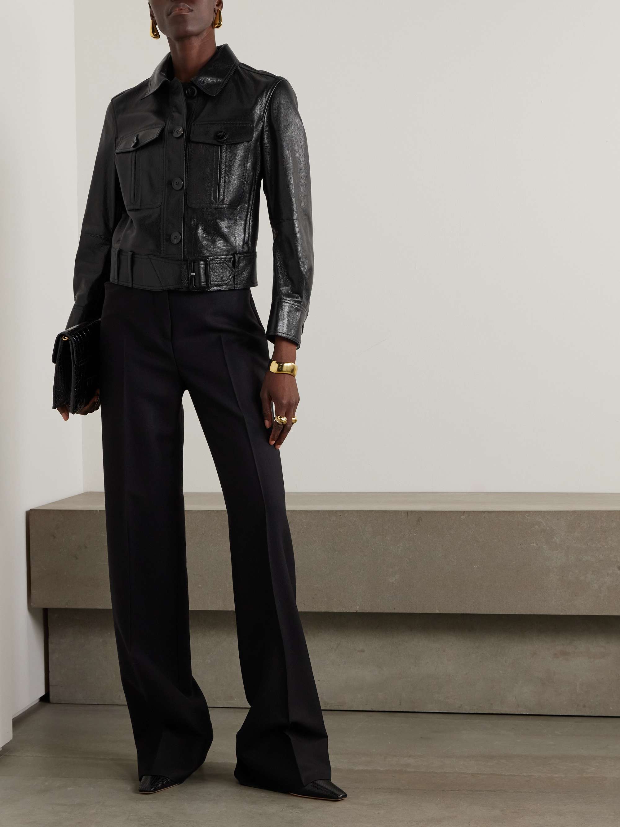 Cheap cropped leather jacket hotsell