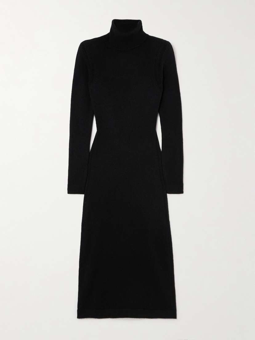 Tom Ford Cutout Cashmere Turtleneck Midi Dress