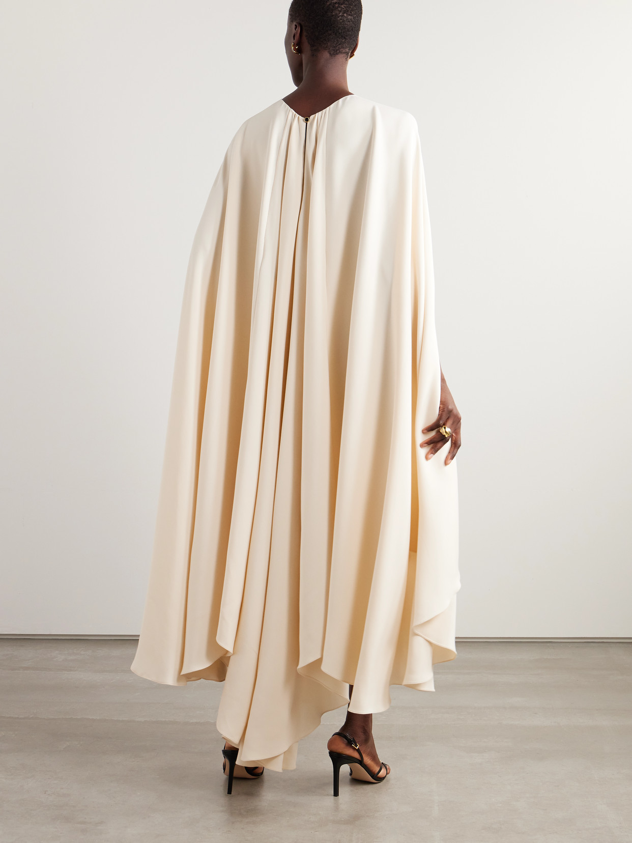 Tom Ford Cape-effect Silk-blend Cady Gown In White