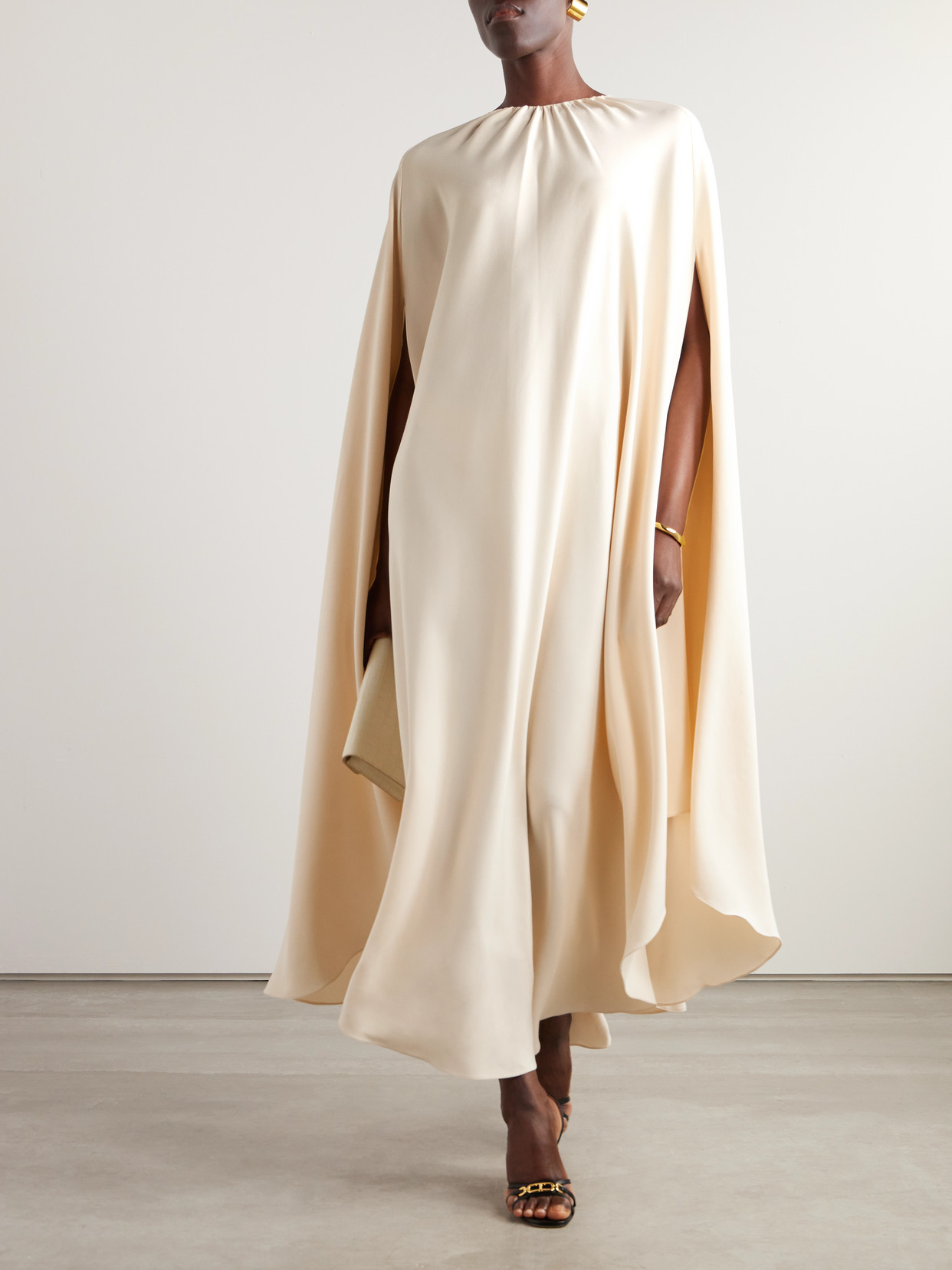 Tom Ford Cape-effect Silk-blend Cady Gown In White