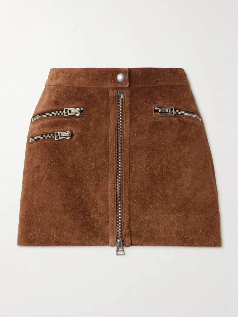 Tom Ford Zip-embellished Suede Mini Skirt
