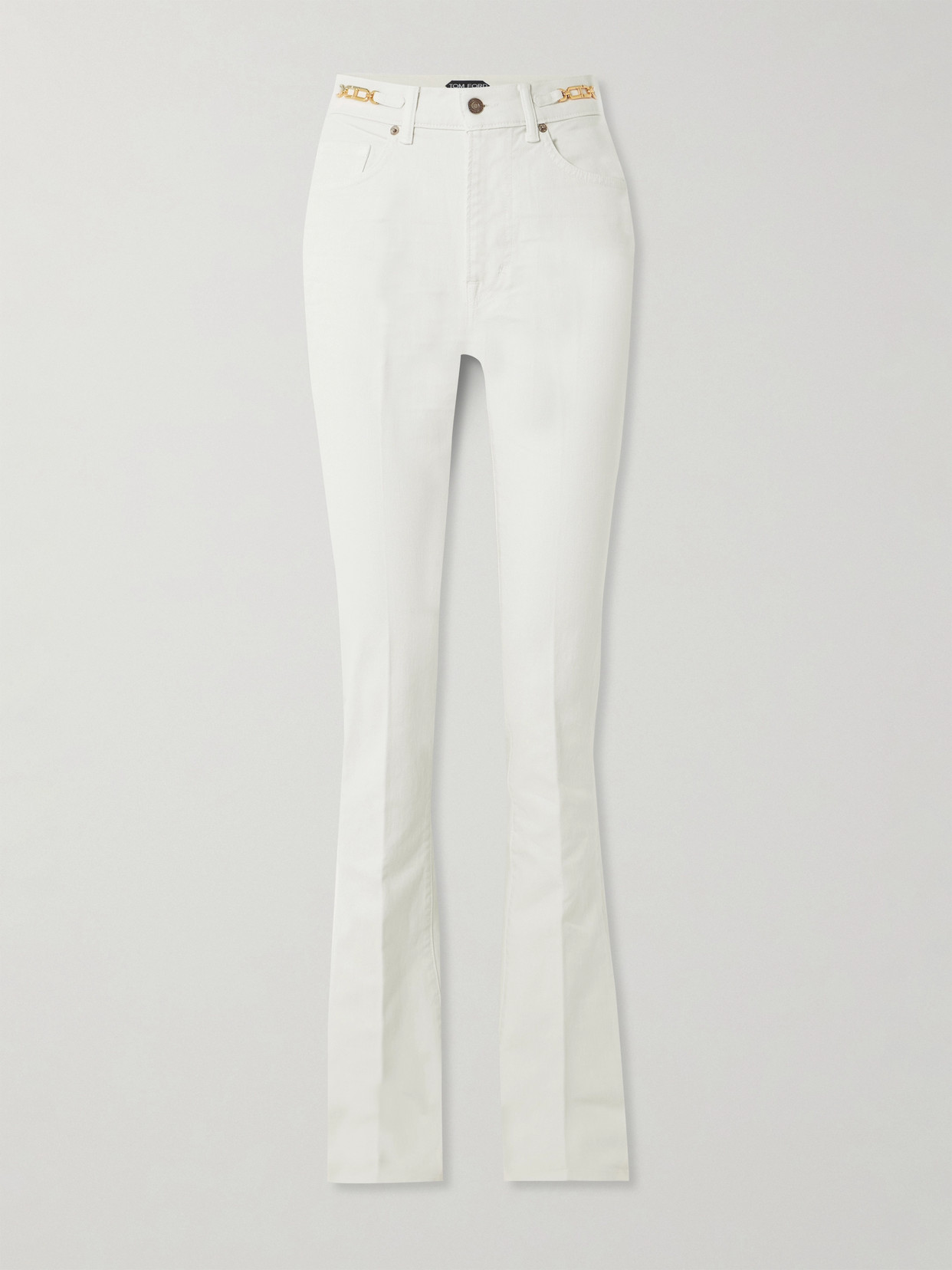 Tom Ford Embellished High-rise Flared Jeans In White