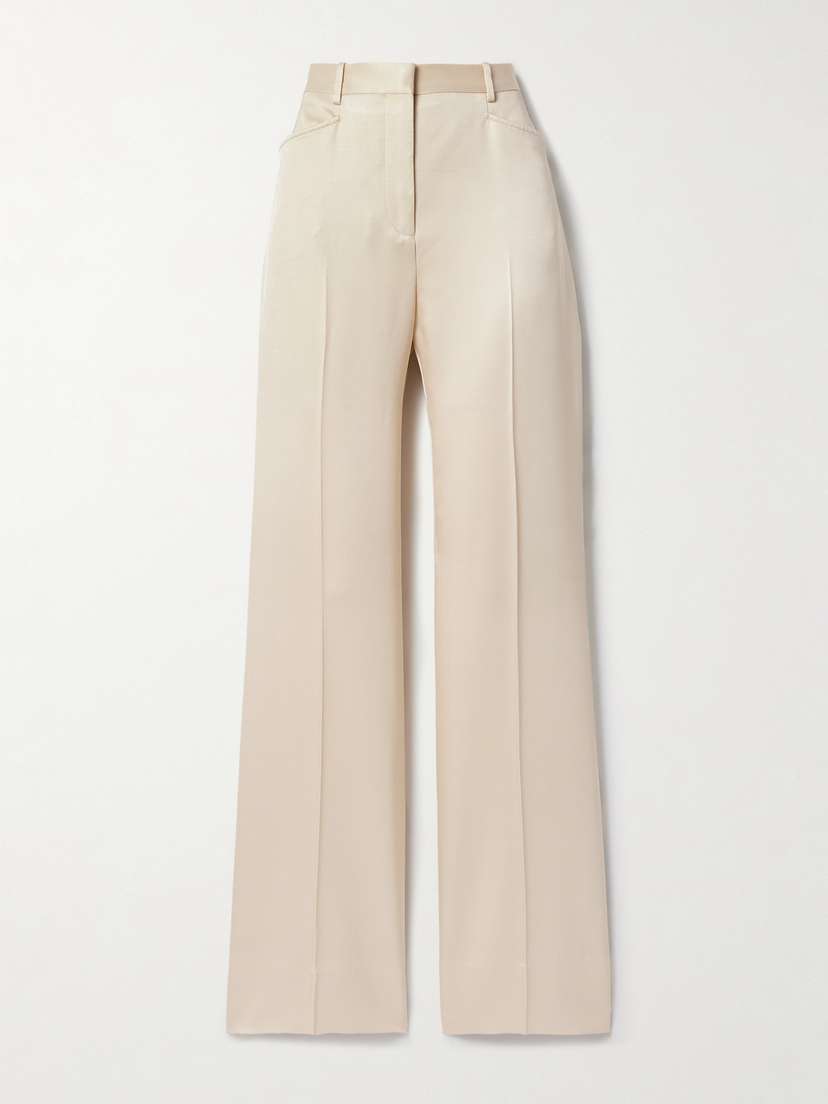 Tom Ford Silk And Wool-blend Twill Straight-leg Pants