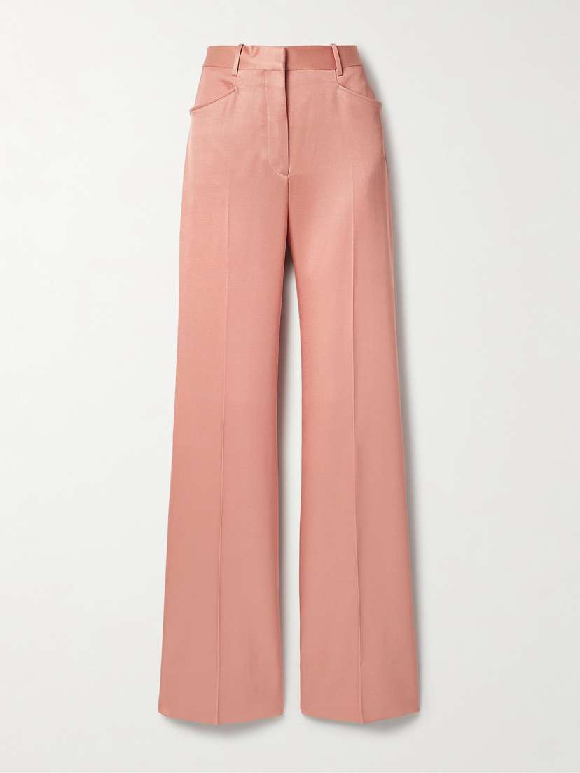 Tom Ford Silk And Wool-blend Twill Straight-leg Pants