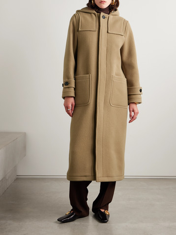 Burberry Faux fur-trimmed wool-felt coat