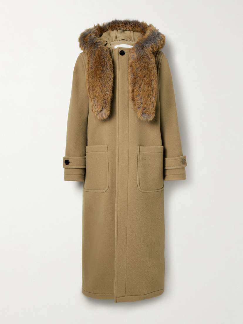 Burberry Faux Fur-trimmed Wool-felt Coat