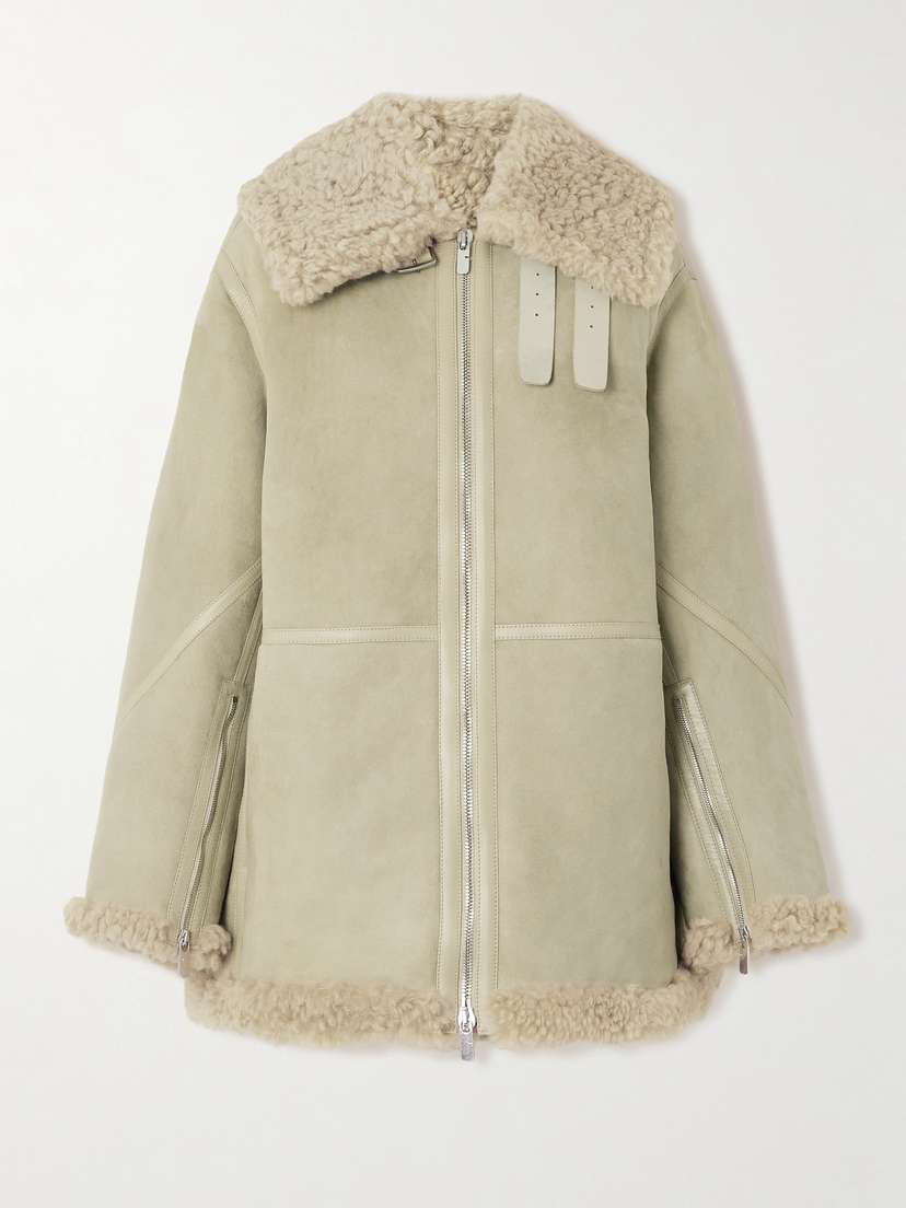 Burberry Leather-trimmed Shearling Coat