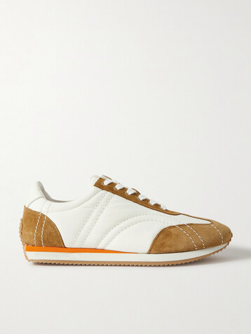 TOTEME The Sport leather-trimmed suede and twill sneakers