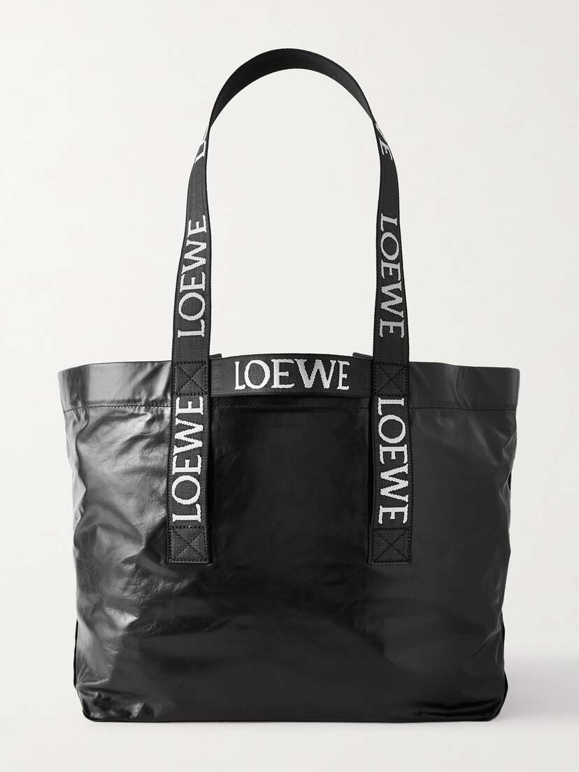 Loewe Fold Large Webbing-trimmed Leather Tote