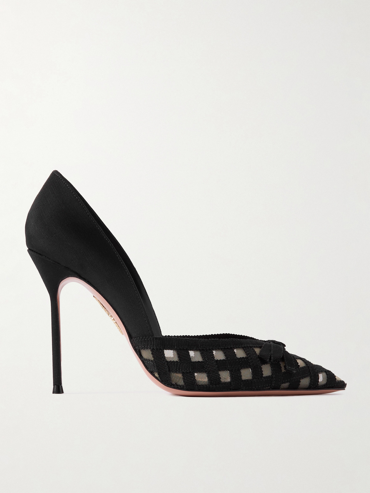 Aquazzura Romance 105 Grosgrain And Mesh Pumps In Black ModeSens