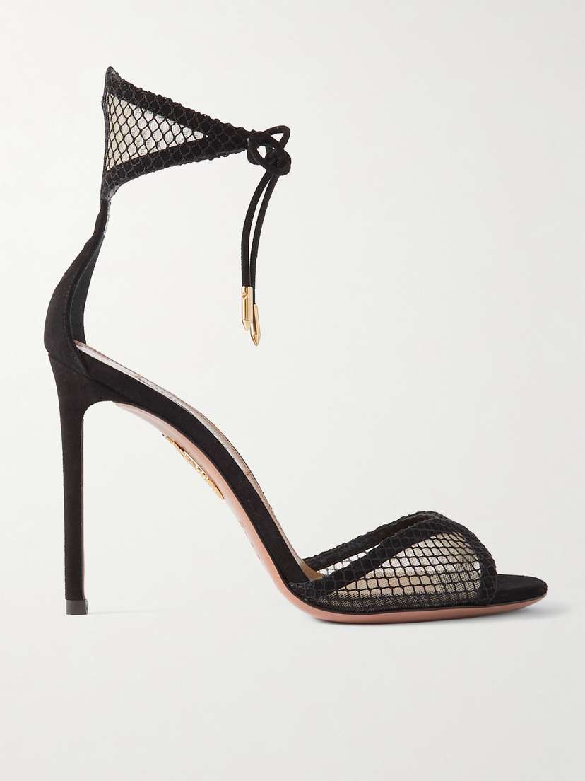 Aquazzura Wicked 105 Suede-trimmed Mesh Sandals