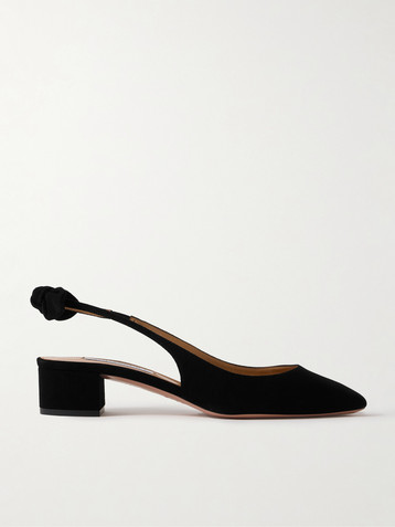 AQUAZZURA Very Bow 35 suede slingback pumps