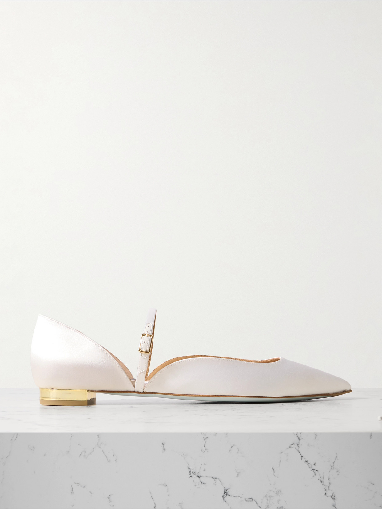 Aquazzura Bellezza Satin Ballet Flats In White