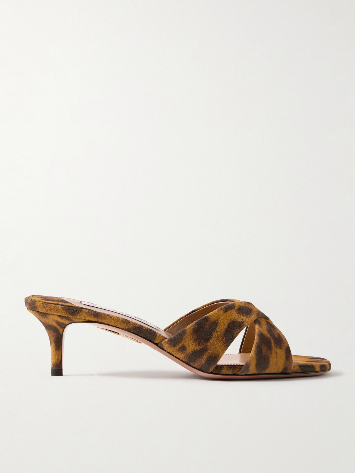 Aquazzura - Divine 50 Leopard-print Suede Mules - Animal print