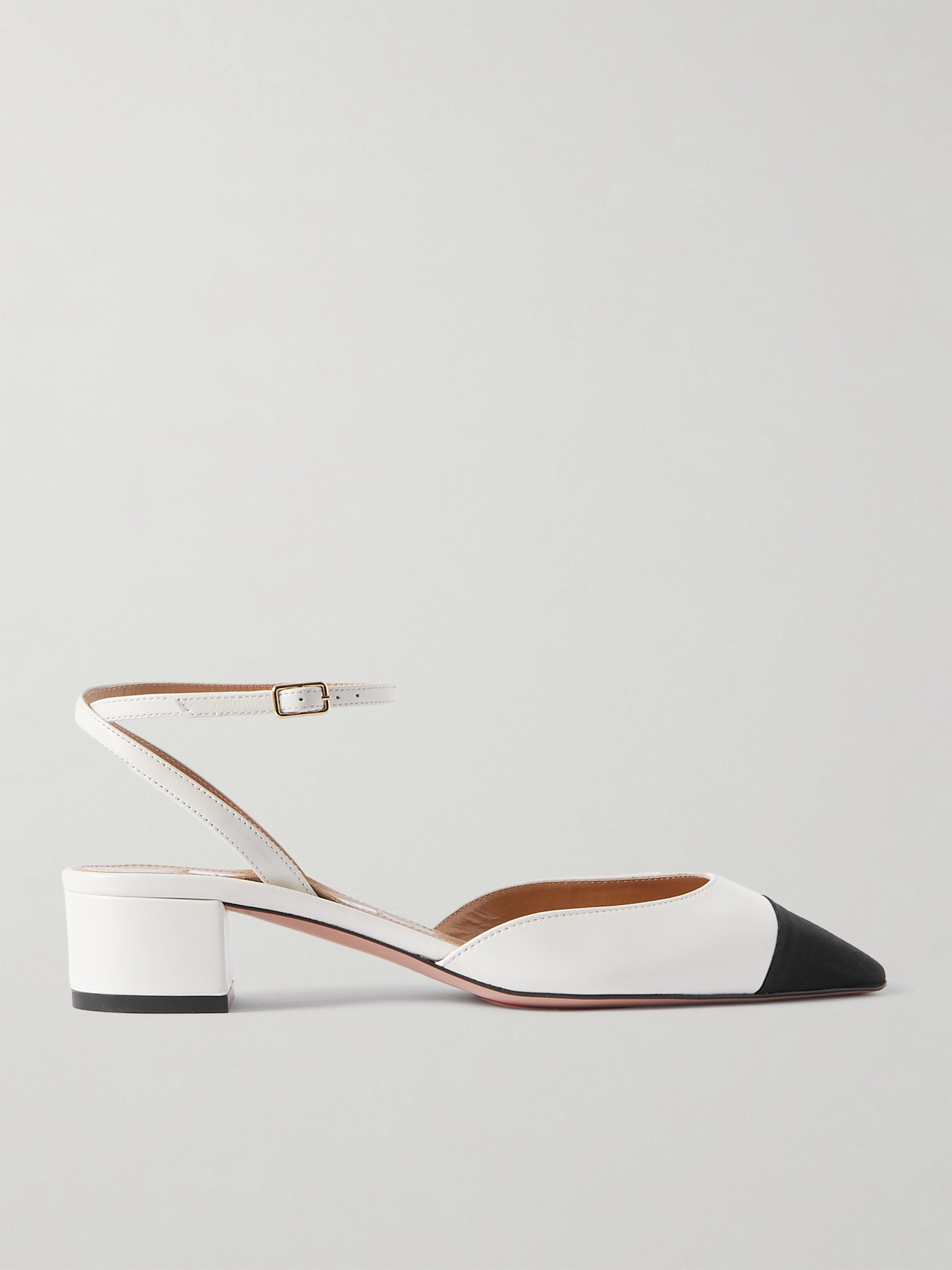 Aquazzura French Flirt 35 Grosgrain-trimmed Leather Mary Jane Pumps In White