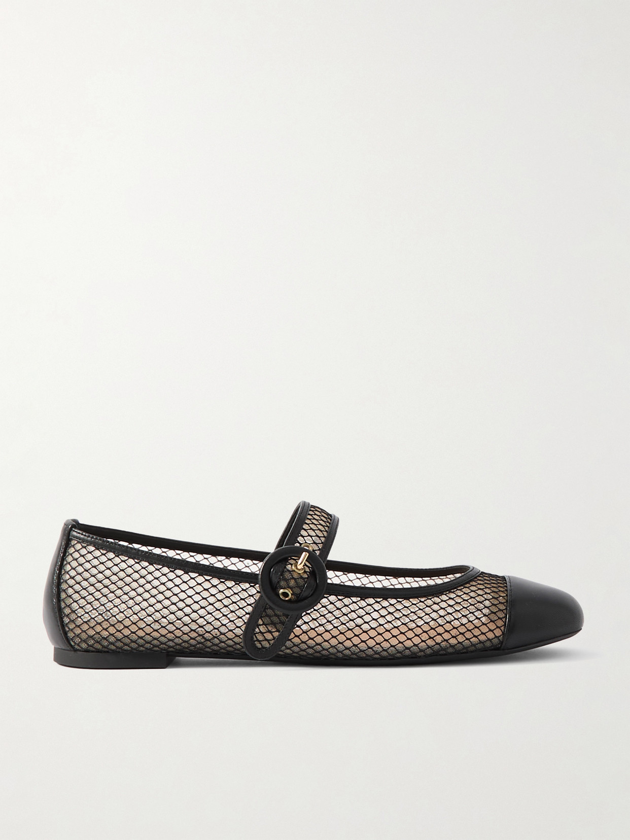 Aquazzura Solstice Leather-trimmed Mesh Ballet Flats In Black