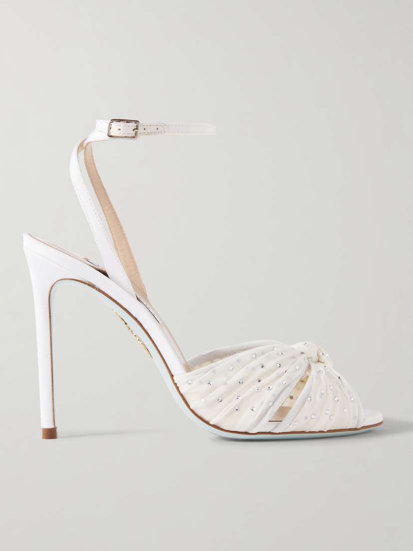 Aquazzura Slow Kisses 105 Chiffon-trimmed Grosgrain Sandals